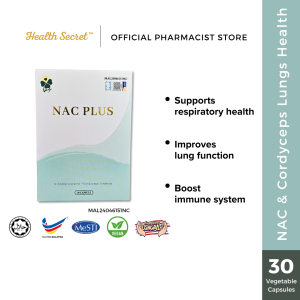 LEAF NAC PLUS [Diluluskan KKM MAL] (30 Biji) Untuk Kesihatan Paru-Paru & Sistem Pernafasan Mengandungi Cordyceps N-Acetyl-L-Cysteine Untuk Imuniti & Tenaga Suplemen Kesihatan Vitamin Resdung & Sinus