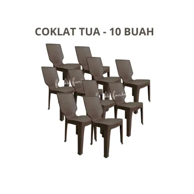 KURSI PLASTIK KURSI MAKAN KURSI SENDER ROTAN ANYAM TABITHA - PAKET 10 [KURACC]