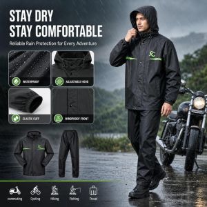 Raincoat Premium Rain Coat Rainsuit Baju Hujan Motorcycle Bike Bicycle Outdoor Waterproof Reflective Jaket Hujan (Coat + Pants)