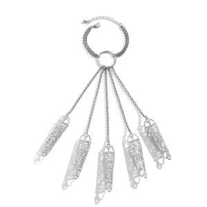 Retro Gothic Conical Gold Silver Finger Back Chain for Women Fashion Punk Halloween Gift Jewelry