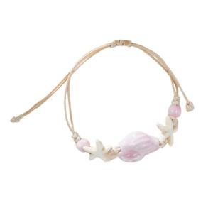 Lightweight Ceramic Shell Bead Bracelet Adjustable Beach Wrist Chain For Women User Friendly Gift