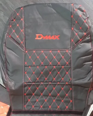 หุ้มเบาะรถยนต์แบบสวมทับ คู่หน้า ลาย 5D ISUZU D-MAX ปี 2005-2011 สีดำด้ายแดง BL-SEW-RD (N /LINE 1 )