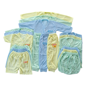Paket Baju Bayi 18 pcs Seri Baru /  3 Warna Campur  / Paket  Baju Bayi Newborn 0-4 Bulan