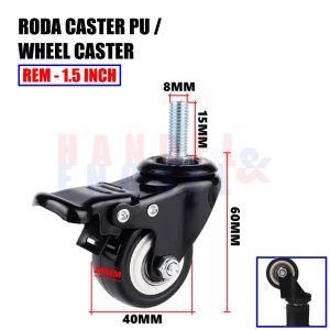 Roda Etalase Lemari PU Hitam 15 Inch Caster Roda Trolly