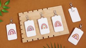 Liliaafar 6 Pcs Classroom Doorbell Holder Doorbell Holder for Teachers Lanyard Back to School Rainbow Leather Class Bell Keychain Case Gift for Classroom Teacher Must Haves