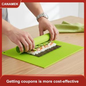 【CANAMEK 】 Flexible Silicone Sushi Rolling Mat Bamboo Imitation Nonstick Curtain For Home Kitchen Sushi Preparation