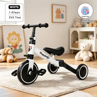 Woop 3 in 1 Kids Balance Bike Tricycle Scooter with Push Handle for Boys Girls Ages 1-6