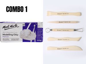 Combo Đất Sét Tự Khô Mont Marte và dụng cụ Giorgione (Air Hardening Modelling Clay)