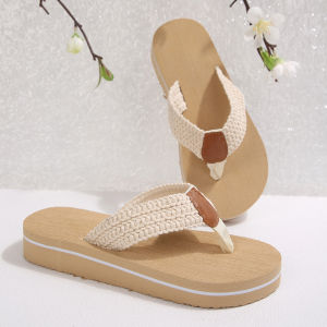 [Free Shipping] Wedge Heel Thick-Soled Flip-Flops for Women Summer Rope High-Heel Sandals