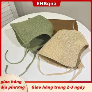 [COD] EHBqna 3PF Ship within 24 hours Lanh rơm Regency bonnets mũ cho phụ nữ Sun hat Bow bãi biển cap lớn rộng vành cloche hat chapeau Femme ren lên ngoài trời mùa hè