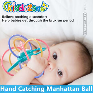 KiddoZone Newborn Baby Hand Grab Manhattan Ball Teether Rattle Molar Stick 3-6-12 Months Baby Toy