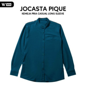 WIN - JOCASTA Kemeja Pique Pria Lengan Panjang Warna Steel Blue Sanghai Catton Jumbo Big Size