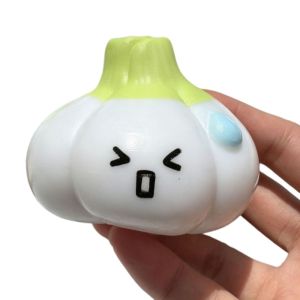 RANZH Crunchy Garlic Squeeze Toy Building Blocks Sound Effects Crackling Garlic Squishy Toy Creative Anxiety Relief Realistic Food Pinch Office Desk Toy
