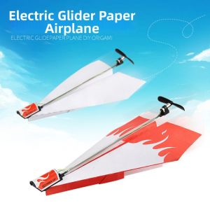 NUBE Rechargeable Airplane Rc Folding Paper Model PaperPlastic RedWhite DIY Motor Power Plane Red Rc Plane Power