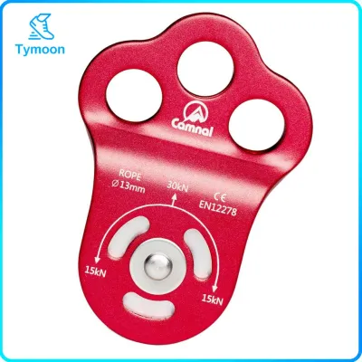 Perfeclan 30KN Fixed Side Single Climbing Pulley Arborist Equipments for 13mm Rope red