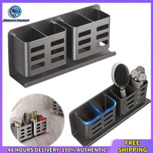 Winnereco Aluminum Toothbrush Holder Waterproof Multifunctional Bathroom Shelves Large Capacity Comb Brush Hair Dryer Organizer