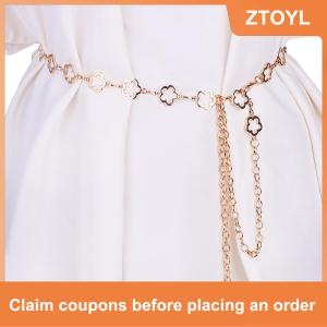 【ZTOYL】 Fashion Metal Hollow Flower Waist Chain For Women Dress Shirt Suit Decoration Belts Body Chain