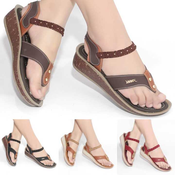 Sepatu sandal wanita sendal wedges jepit tali belakang sandal jepit cewek