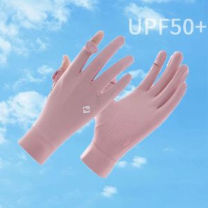 TIMIA Anti-UV Women Sunscreen Gloves Breathable Silicone Anti Slip Ice Silk Riding Gloves Cool Feeling Quick Dry Summer Driving Mittens Ladies