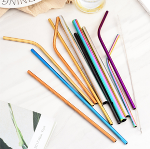 304 Stainless Steel Straw 5in1 ECO Drink Tube Portable Straw Box Brush Reusable Drinking Metal Straws Gift (Msia Stock)