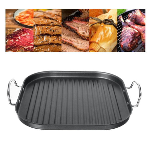 SQUARE GRILL PAN Grill Pan Stone Barbecue Frying NonStick Rectangle