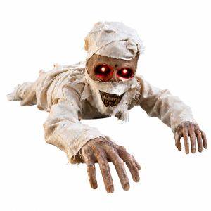 VIVAZ Electric Crawling Crawling Mummy Prop Glowing Red Eyes Wrapped Mummy Mummy Halloween Prop  Realistic Horror Style Animated Mummy Decoration Halloween Decoration