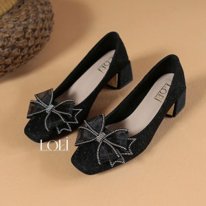 LOEI Sohee Sepatu Wanita High Heels Sepatu Hak Tahu Pita Glitter Pump Shoes Korea Style ZR237