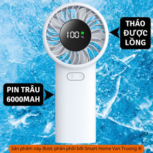 Quạt cầm tay HX62 tích hợp pin sạc 6000mAh 5 tốc độ gió màn hình hiển thị sạc