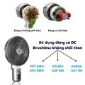 Quạt tích điện đa năng Kalpen thương hiệu Đức, Quạt tuần hoàn không khí đa năng 8 cấp độ, động cơ DC siêu bền. 