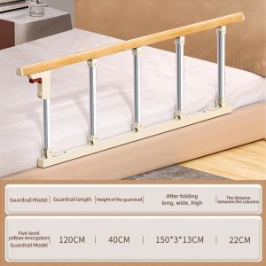 Safety Bed Rail for Elderly Guard Stainless Steel Grab Bar Foldable Guardrail Storage Pouch Elderly Pregnant Patients Disabled
