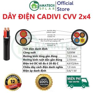 Dây điện ngoài trời cadivi 2 lõi CVV 2x4mm2 | 2x6mm2 | 2x8mm2 | 2x10mm2 | ruột đồng tinh chất | Vỏ cách điện PVC