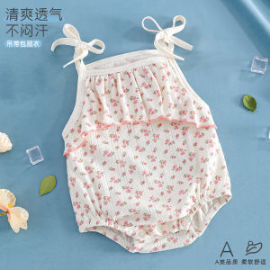 Summer baby a Korean-style thin camisole romper sweet floral summer outfit for infants and toddlers