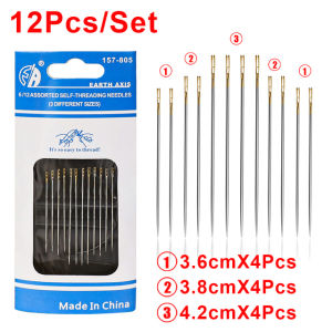 30/12PCS Blind Sewing Needles Elderly Big Hole Stainless Steel Needle for Sewing Household DIY Jewerly Beading Threading Needles
