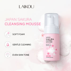 LAIKOU Japan Sakura Cleansing Mousse Cleanser Even Skin Tone Soft Foam Gentle Cleansing Foam Facial Wash 100ml