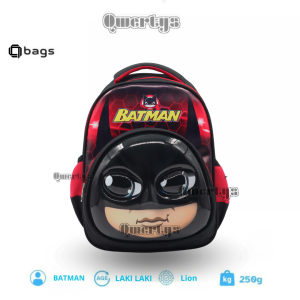 QWERTYS Tas Ransel Anak Motif Karakter Batman 3D Timbul Karakter PAUD - TK