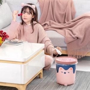 Creative Simple Hug Bear Trash Bin Household No Cover Press Ring Paper Basket Large Kitchen Bathroom Living Room Trash Can