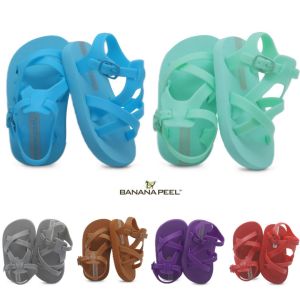 Banana Peel Slip-on Slippers for Baby and Toddlers - Dishymoppet Night Time - Steel