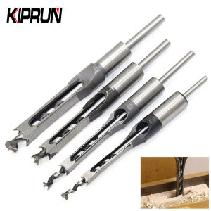 FONIX HSS Twist Drill Bits 4Pc Square Auger Mortising Chisel Drill Set Square Hole Woodworking Drill Tool Kit Sets Extended Saw Hand Tool Square Hole Extended Saw 6.0mm~16mm