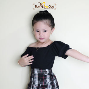 BumBeeGoo - Essie Top Sabrina Puffy / Baju Anak Perempuan Semi Crop Top Wafle Premium