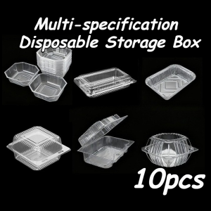 10Pcs/Set Rectangle Disposable Clear Clamshell Food Container For Cakes Pastry Meal Take Out Box