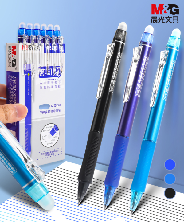 3pcs/set 0.5mm Retractable Gel Pen Stationary Replaceable 