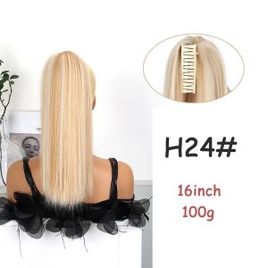 ALENEE 16 Inch Claw Clip Hair Extension Natural-Looking Long Fountain Waterfall Ponytail Hair Accessory Natural Long Straight Synthetic Hairpiece for Women