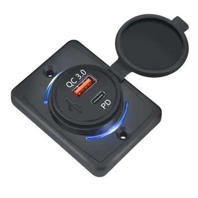 12-24V QC3.0 + PD USB xe hơi cổng sạc Đèn Led Xe Ổ cắm chuyển đổi sạc Bộ sạc trên ô tô chống nước bảng điều khiển cho RV tàu thuyền xe
