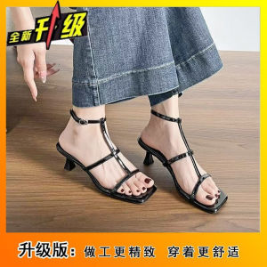 [Free Shipping] Square-Toe Thin-Strap Open-Toe Sandals For Women New Summer Styles Versatile Evening Wear Stiletto Heels
