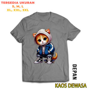 SINFASHION87 - KAOS SABLON  KUCING DUDUK SKATEBOARD - KUCING KECE - KAOS WANITA DAN LAKI-LAKI MURAH - KAOS GAMBAR DTF KUCING LUCU - KAOS GEMOY