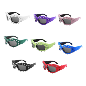 Unique Sporty Sunglasses Trendsetters for Vacation Dress Rivets Frame Rock Shades Rivets Frame for Women and Teens