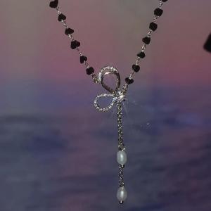 K64 (Beli 2 dapat bonus) kalung pita hitam wanita titanium Perhiasan