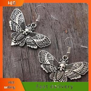 HB Gothic Vintage Skull Moth Ear Hoops For Women Girls Fashion Witch Jewelry Accessories Gift Charm Pendant Earrings