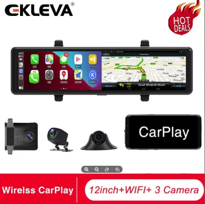 Ekleva 4K + 2K Dash Cam Wifi đầu ghi Video DVR cho xe hơi trước và gương chiếu hậu Camera ô tô màn hình 24h