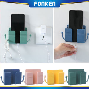 FONKEN Wall Charger Storage Box Phone Holder Remote Control Mount Organizer Cellphone Hanging Stand Charging Hook Phone Bracket